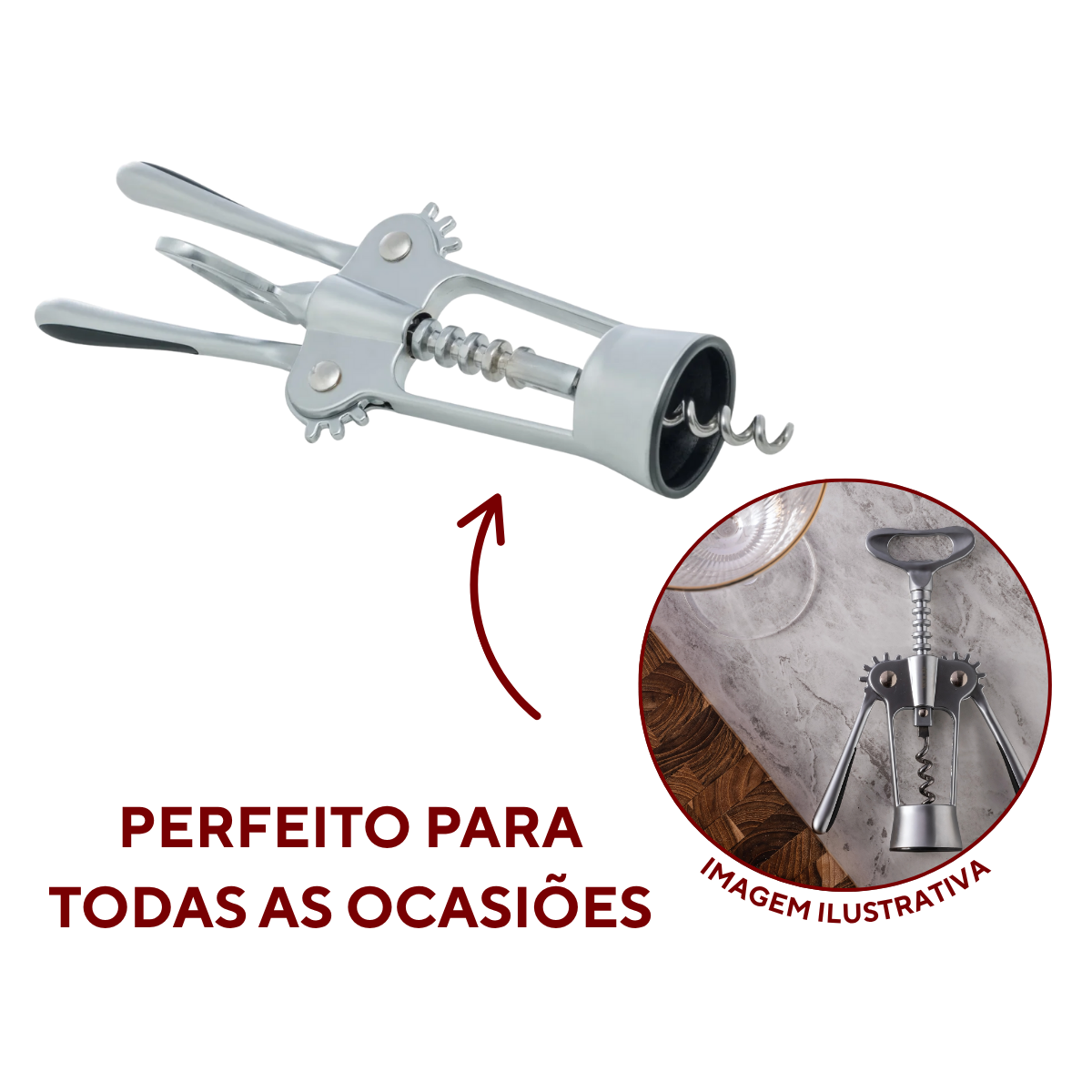 Saca Rolha 18cm Liga de Zinco Rojemac Saca Rolha