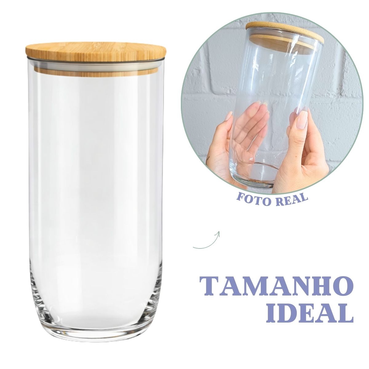 Pote Vidro Tampa Bambu 1,2Litros