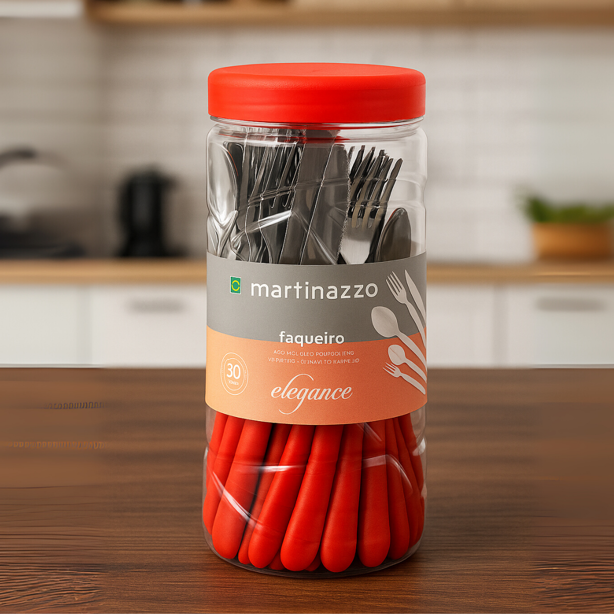 Faqueiro 30Peças Vermelho com Pote A Gourmet
