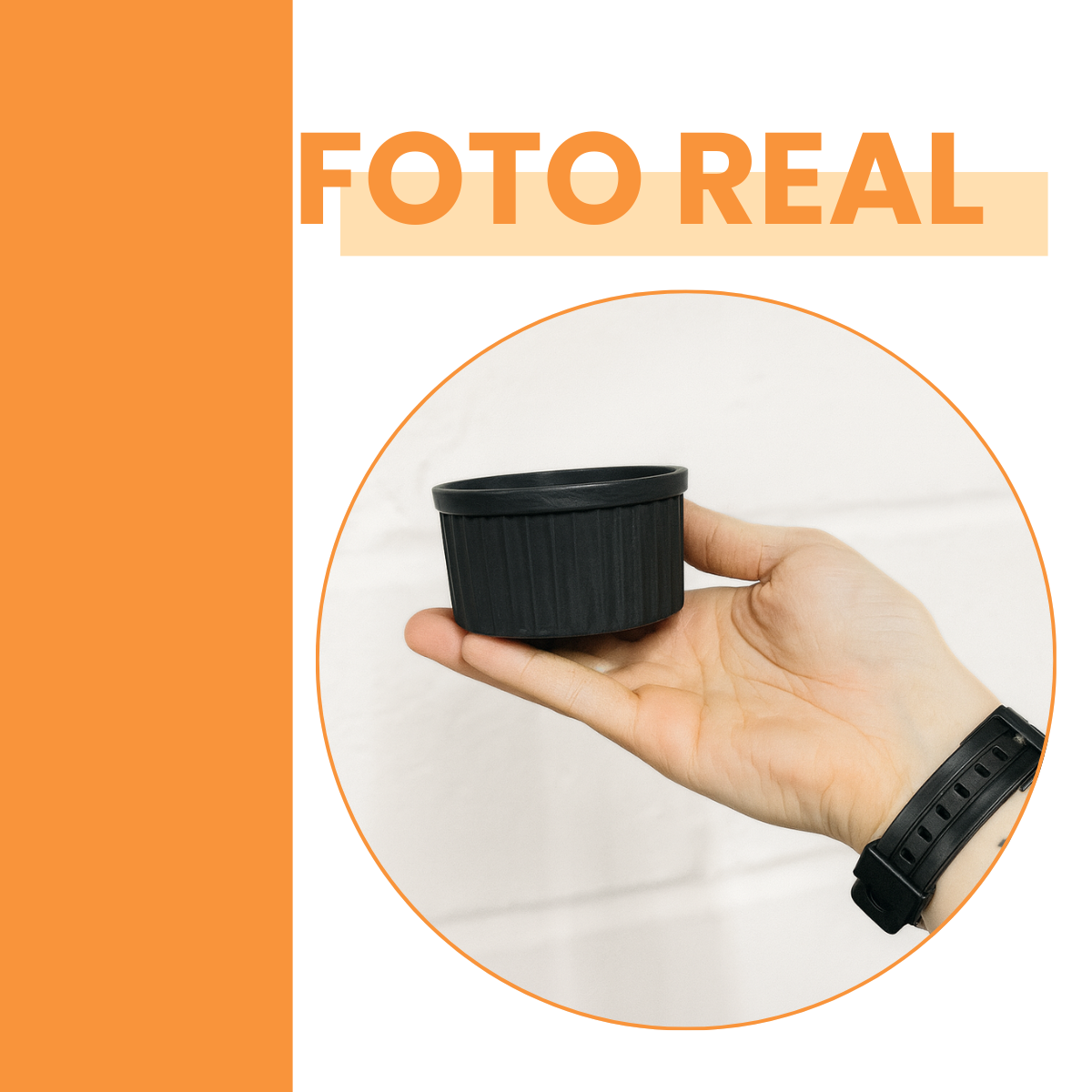 Ramekim Preto Canelado Polipropileno