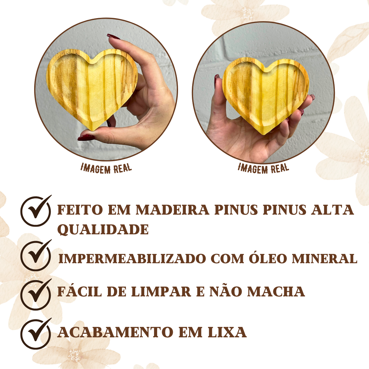Xicara Porcelana 150ml Pires Coração Madeira