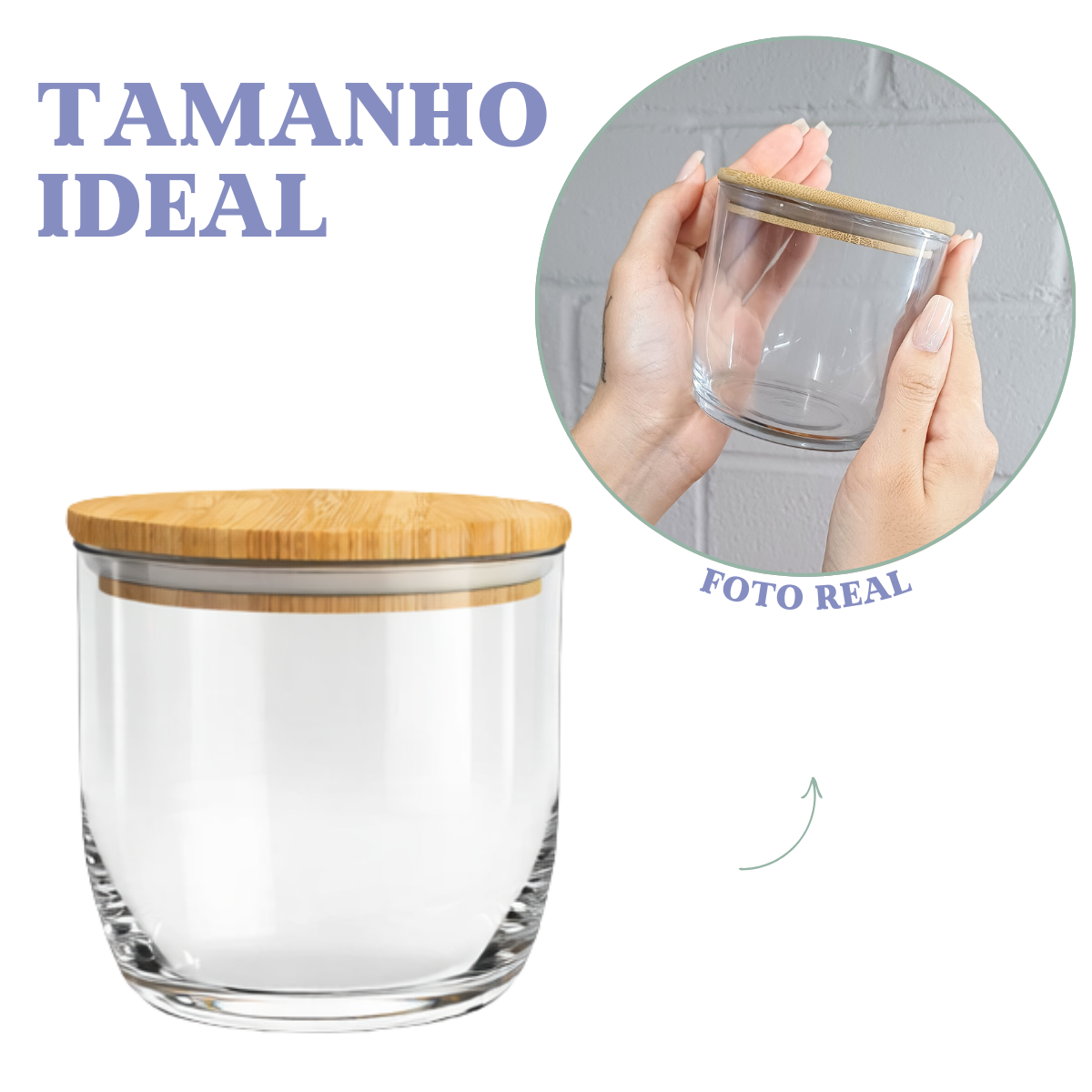 Pote Vidro Tampa Bambu 540ml