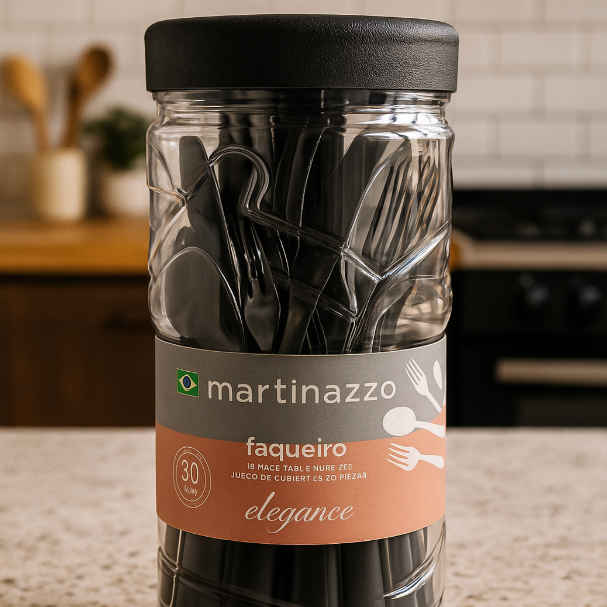 Conjunto talher 24peças piemonte preto A Gourmet