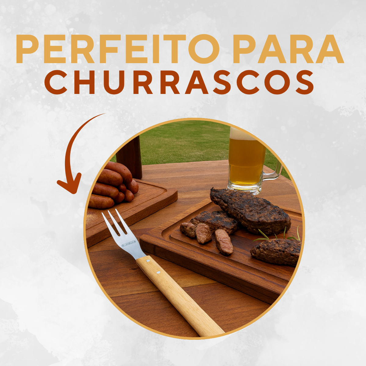 Garfo Churrasco Aço Inox Cabo Madeira