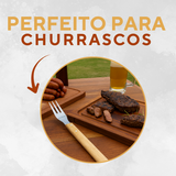 Garfo Churrasco Aço Inox Cabo Madeira