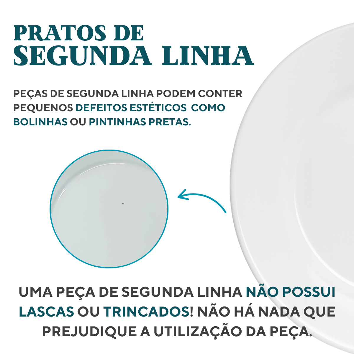 Prato raso de porcelana baru segunda linha ATLAS Pratos Rasos