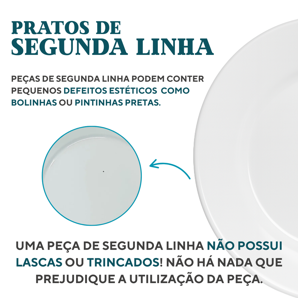 Prato raso de porcelana baru segunda linha ATLAS Pratos Rasos