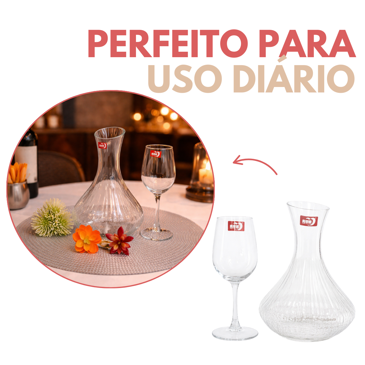 Jogo Decanter 1,7L C/ 6 Taças de Vinho