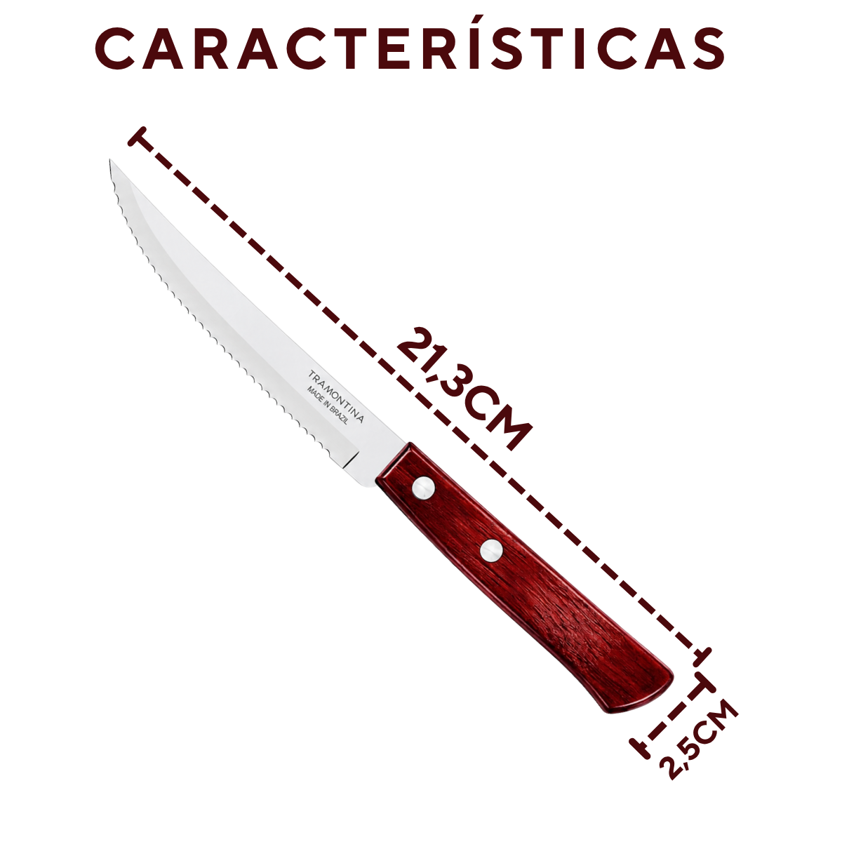 Faca Churrasco Cabo Madeira Polywood Tramontina