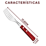 Garfo Sobremesa Vermelho Polywood Tramontina