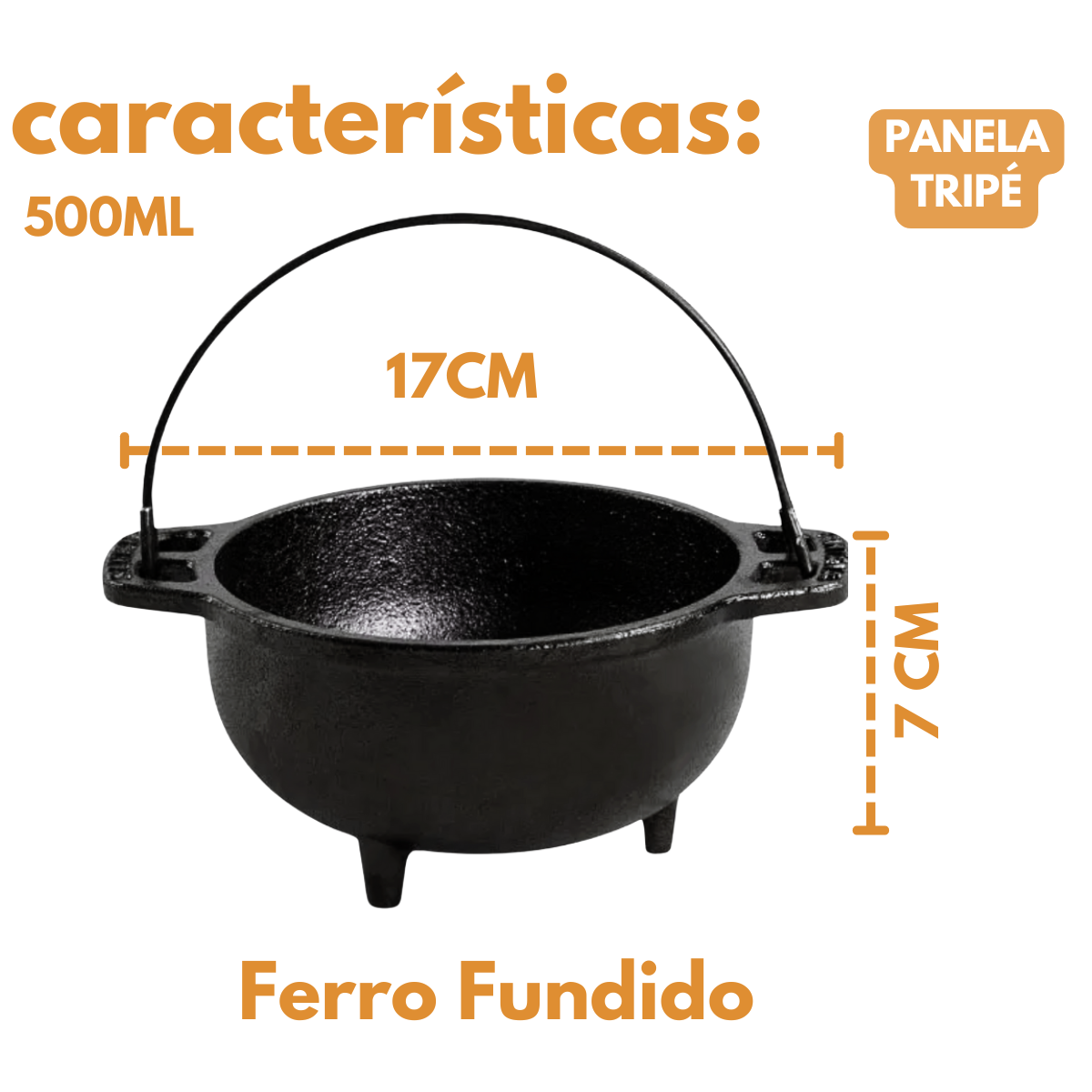 Panela Tripé sem tampa 500ml