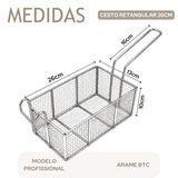Cesto Retangular Arame Profissional 26cm