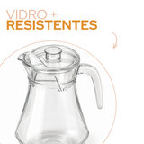 Jarra de Suco 1,6L Vidro Com Tampa Acrilico