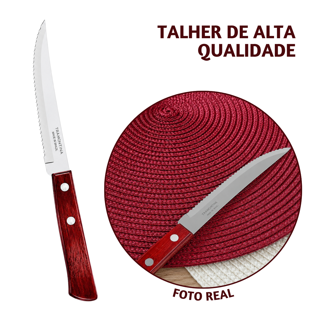 Faca Churrasco Cabo Madeira Polywood Tramontina