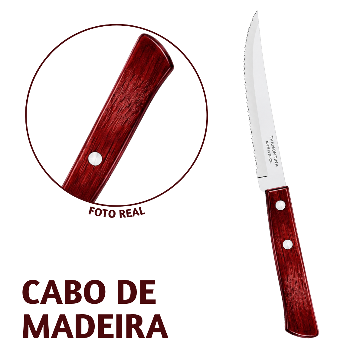 Faca Churrasco Cabo Madeira Polywood Tramontina