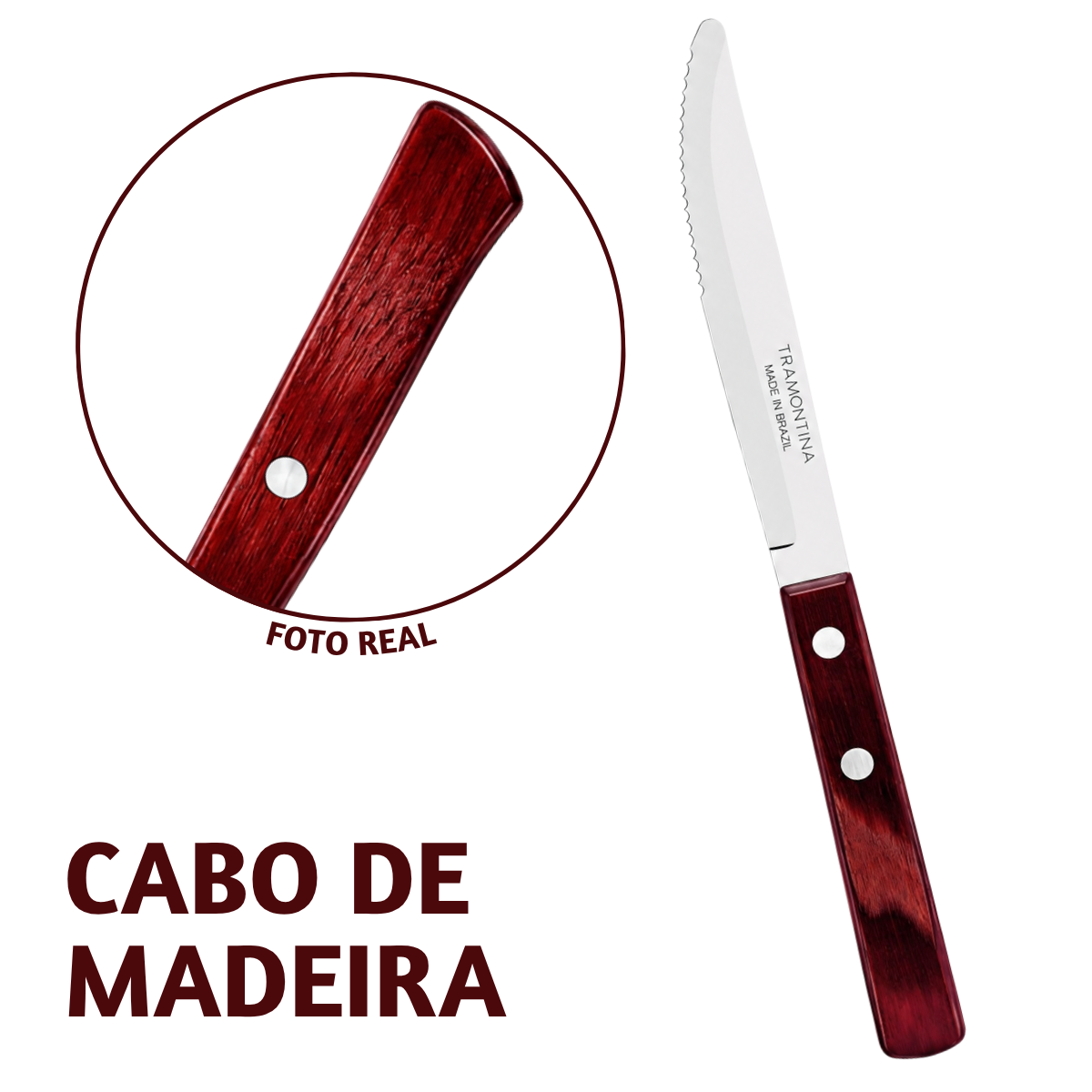 Faca Sobremesa Polywood Vermelho Tramontina