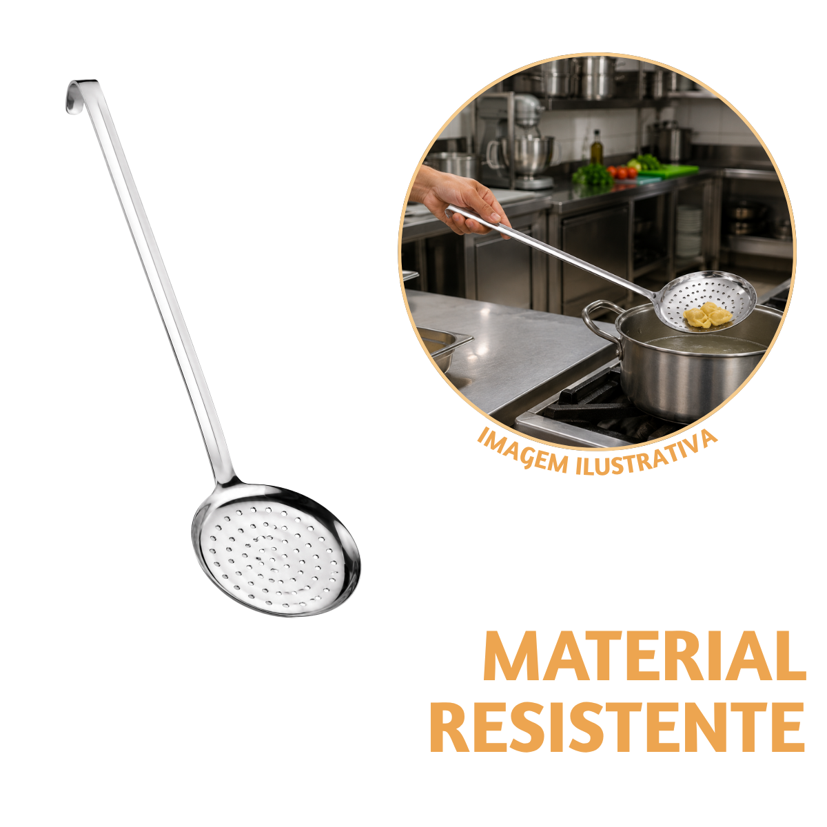Escumadeira Profissional 38cm Com Gancho Aço Inox