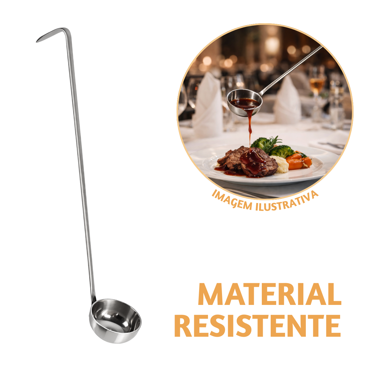 Concha Cabo Longo Aço Inox