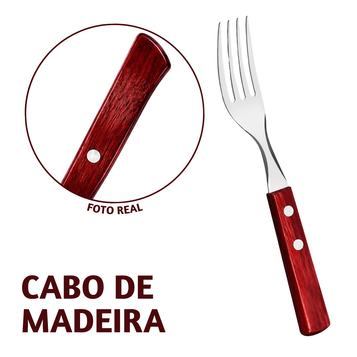 Garfo Mesa Cabo Madeira Vermelho Polywood Tramontina
