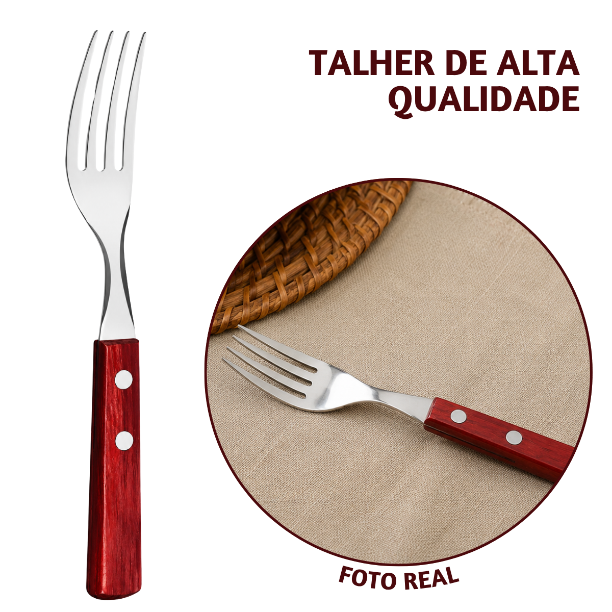 Garfo Sobremesa Vermelho Polywood Tramontina