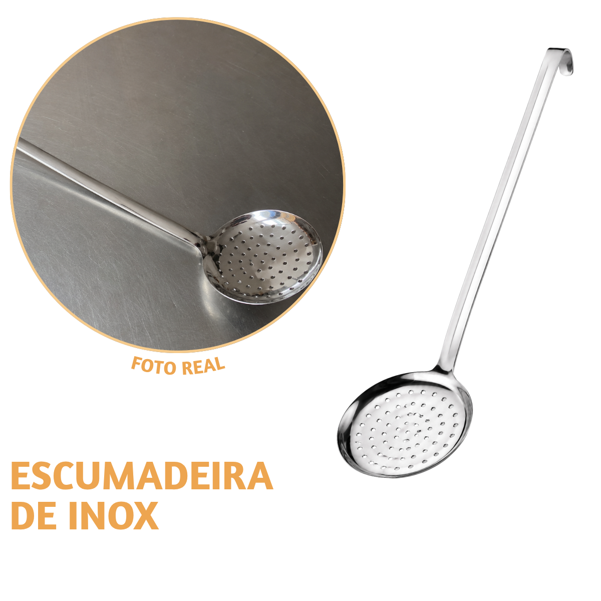 Escumadeira Profissional 38cm Com Gancho Aço Inox