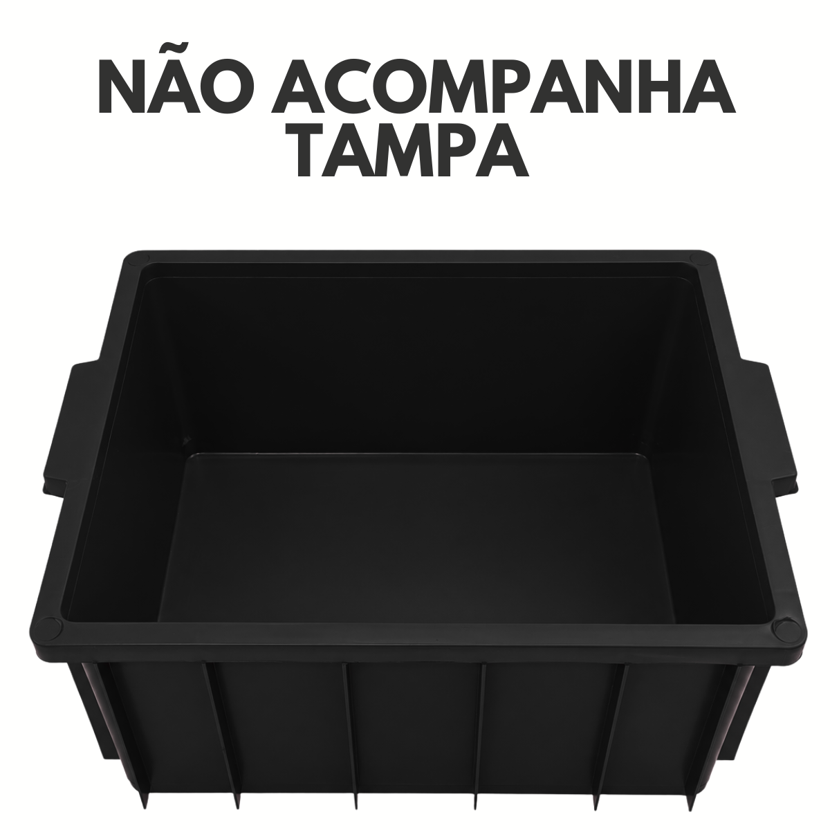 Caixa Organizadora 36L Preta Empilhável em Plástico Resistente