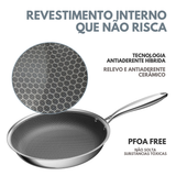 Frigideira Wok Ceramica Inox Antiaderente Com Tampa