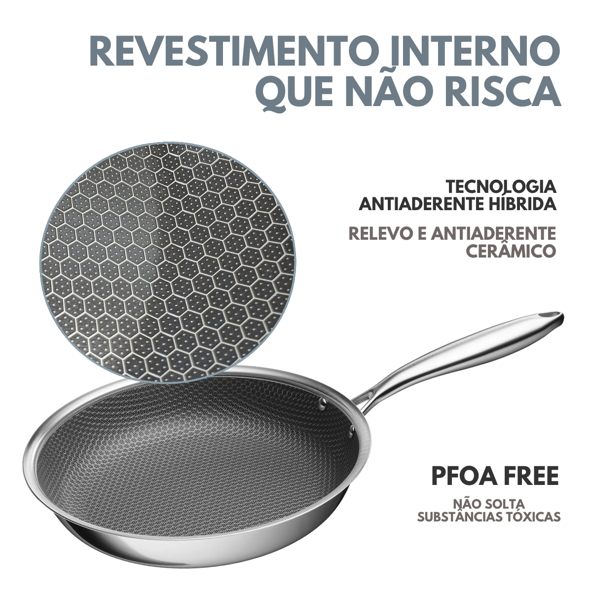 Frigideira Wok Ceramica Inox Antiaderente Com Tampa