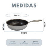 Frigideira Wok Ceramica Inox Antiaderente Com Tampa