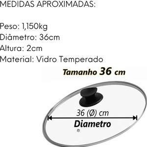Tampa de Vidro Para Panela N36 - A Gourmet