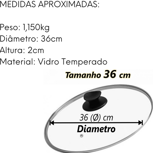 Tampa de Vidro Para Panela N36