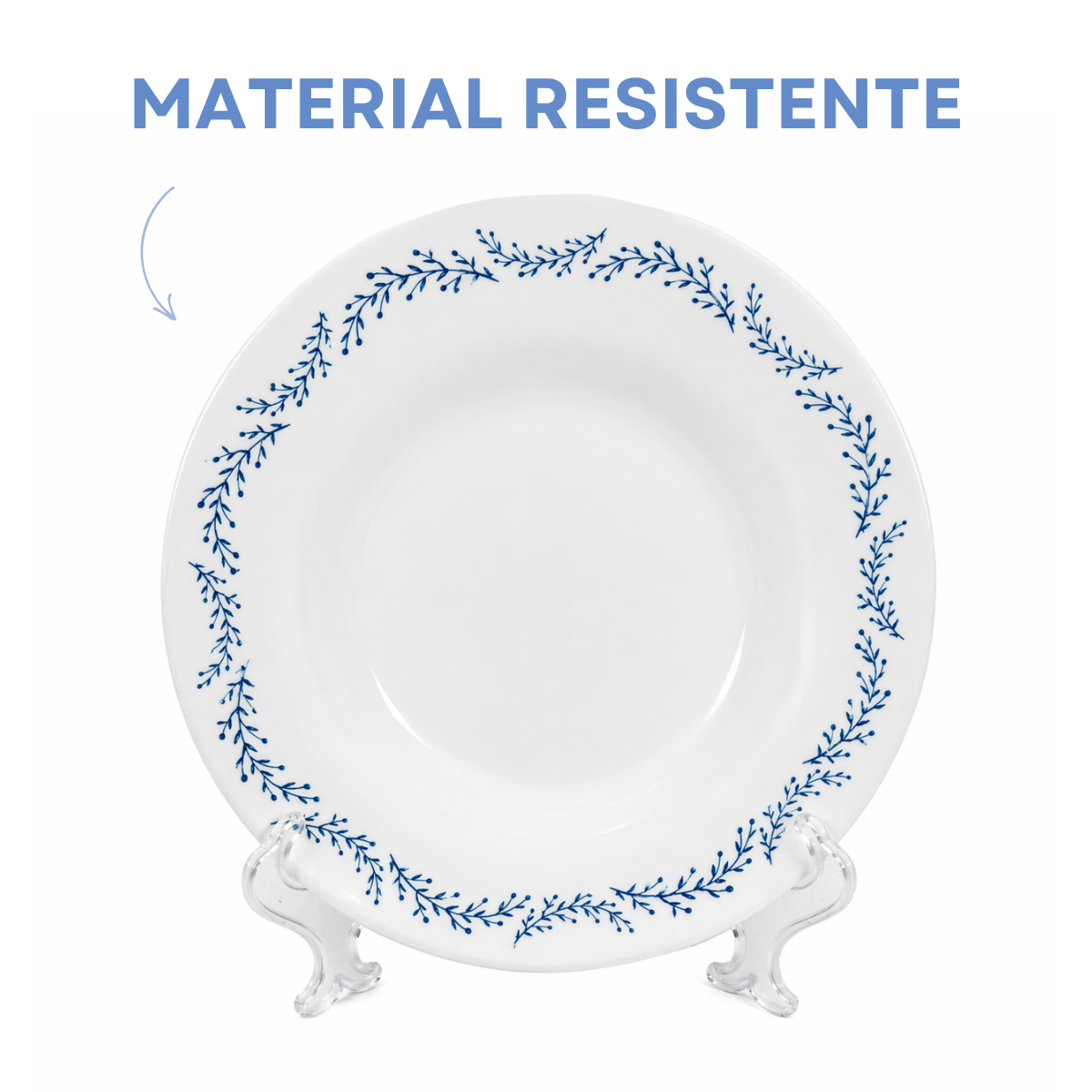 Prato Fundo Opaline Menu Borda Azul