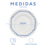 Prato Fundo Opaline Menu Borda Azul