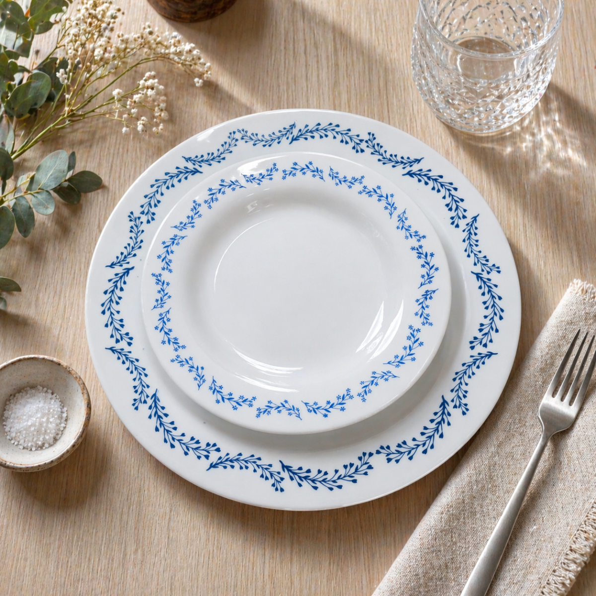 Prato Fundo Opaline Menu Borda Azul