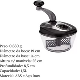 Processador Triturador De Alimentos C/ Manivela 3 Lâminas Weck