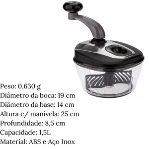 Processador Triturador De Alimentos C/ Manivela 3 Lâminas Weck