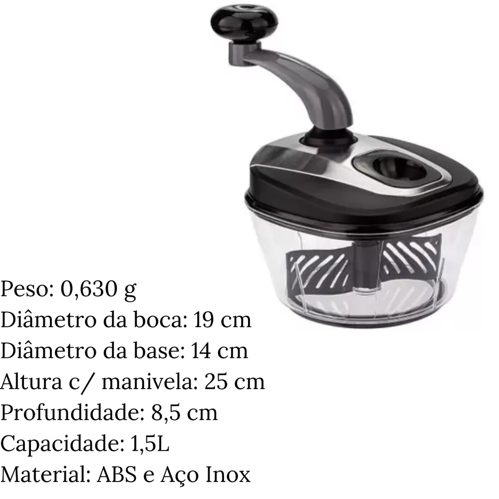 Processador Triturador De Alimentos C/ Manivela 3 Lâminas Weck