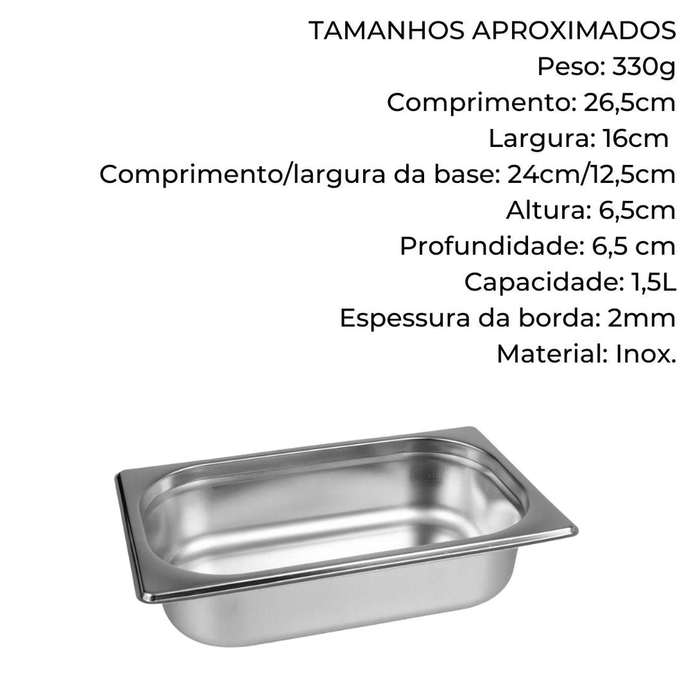 Cuba Gastronómica 1/4 1,5L Aço Inox 65mm TecnoCuba