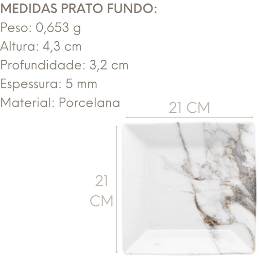 Prato Fundo Golden Stone de Porcelana Oxford