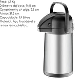 Garrafa Térmica Aço inox Hércules 1,9L Hercules