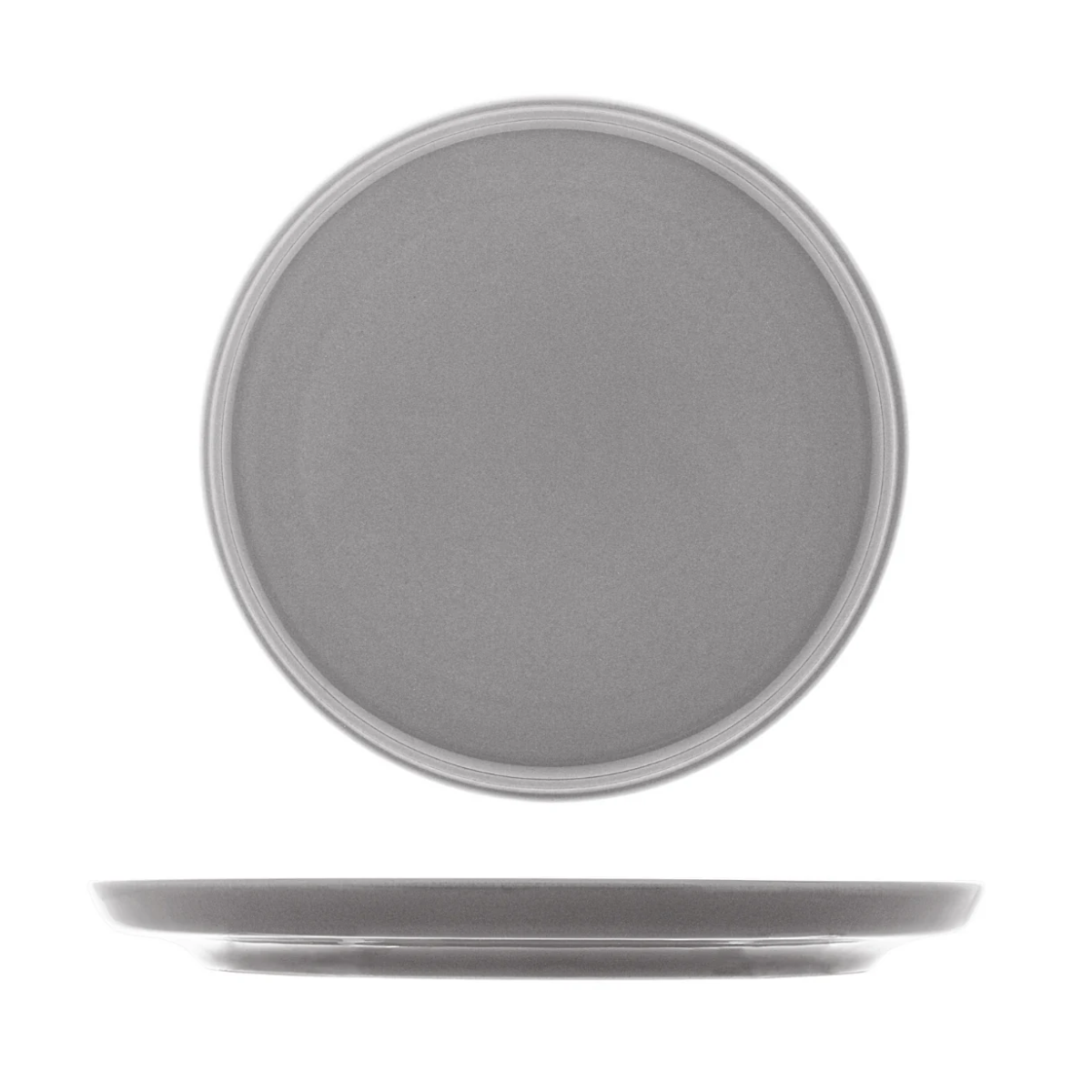 Prato raso 27cm Vadim Cinza Claro Wolff cerâmica elegante Rojemac