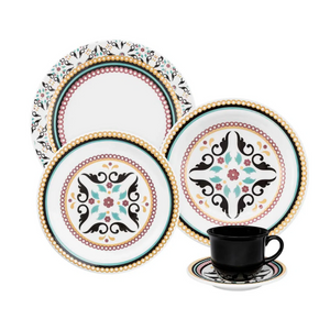 Jogo 16 Peças Porcelana Floreal Luiza em Cerâmica Oxford