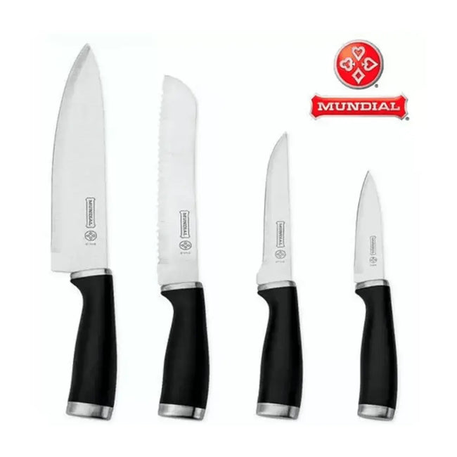 Jogo 4 Facas Kichen Mundial Cabo Preto Corte Profissional Hercules Hover Image