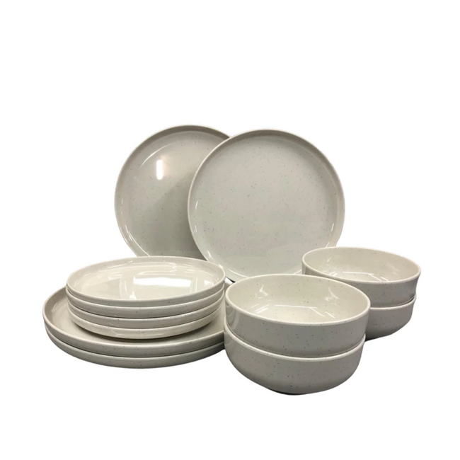 Jogo Jantar 12 Peças Melamina Areia Branca - A Gourmet Hover Image