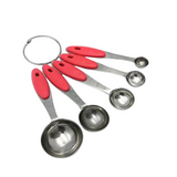 Kit 5 Colher de Medida Cabo Vermelho Aço Inox