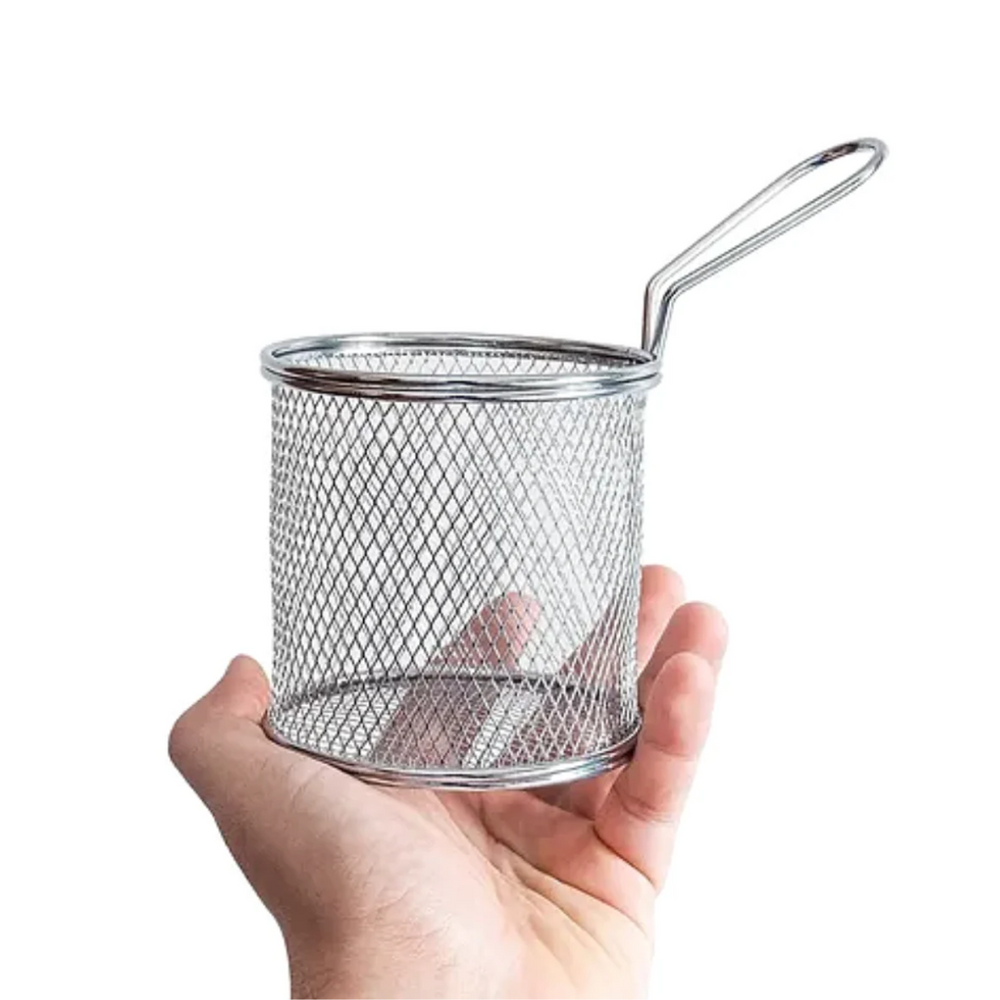 Mini Cesto Redondo Com Alça em Metal Cromado Clink