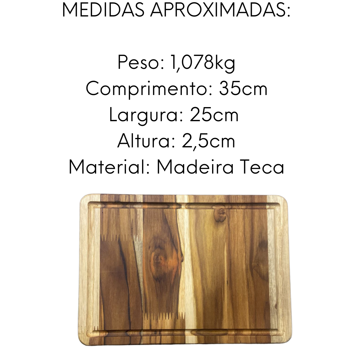 Tabua Retangular Com Canal Madeira Teca - A Gourmet