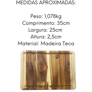 Tabua Retangular Com Canal Madeira Teca - A Gourmet