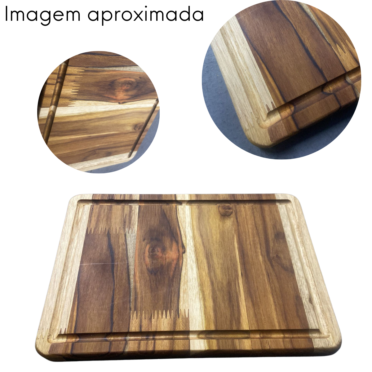 Tabua Retangular Com Canal Madeira Teca - A Gourmet