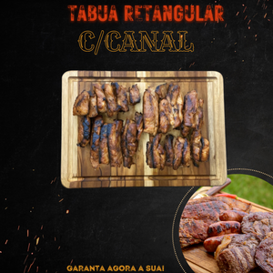 Tabua Retangular Com Canal Madeira Teca - A Gourmet